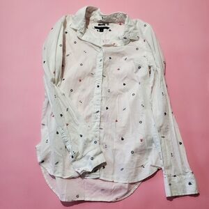 ⛵ Tommy Hilfiger Nautical Anronor Steering Wheel Print Button Up Long Sleeve ⛵